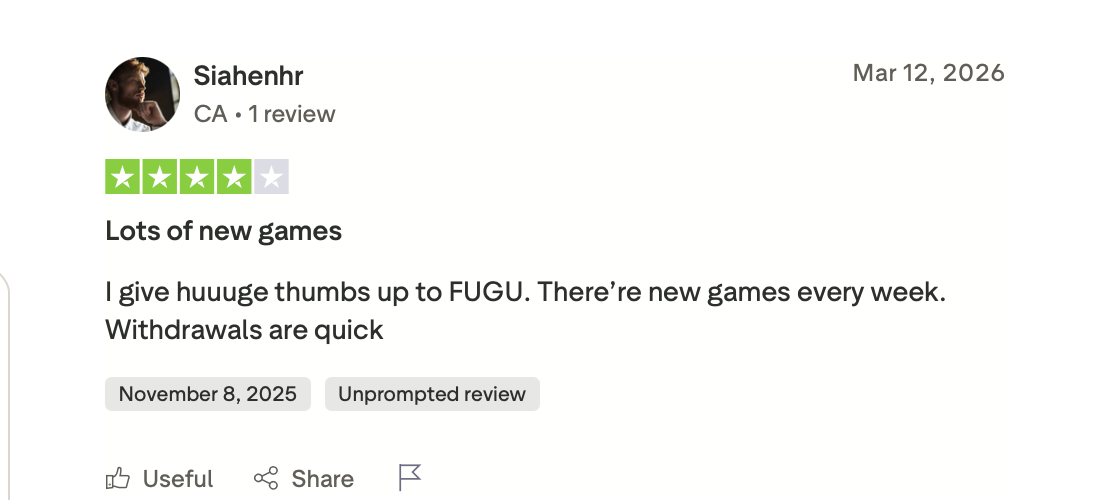 Fugu Casino schnelle Auszahlungen Trustpilot Bewertung